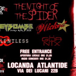 The Night Of The Spider – HoneyBombs + Wicked Starrr + GOA NIX + Silentless @Locanda Atlantide di Roma