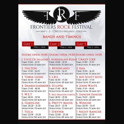Frontiers Rock Festival: il running order definitivo delle tre giornate