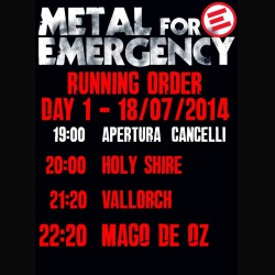 Metal For Emergency 2014: gli orari della prima giornata