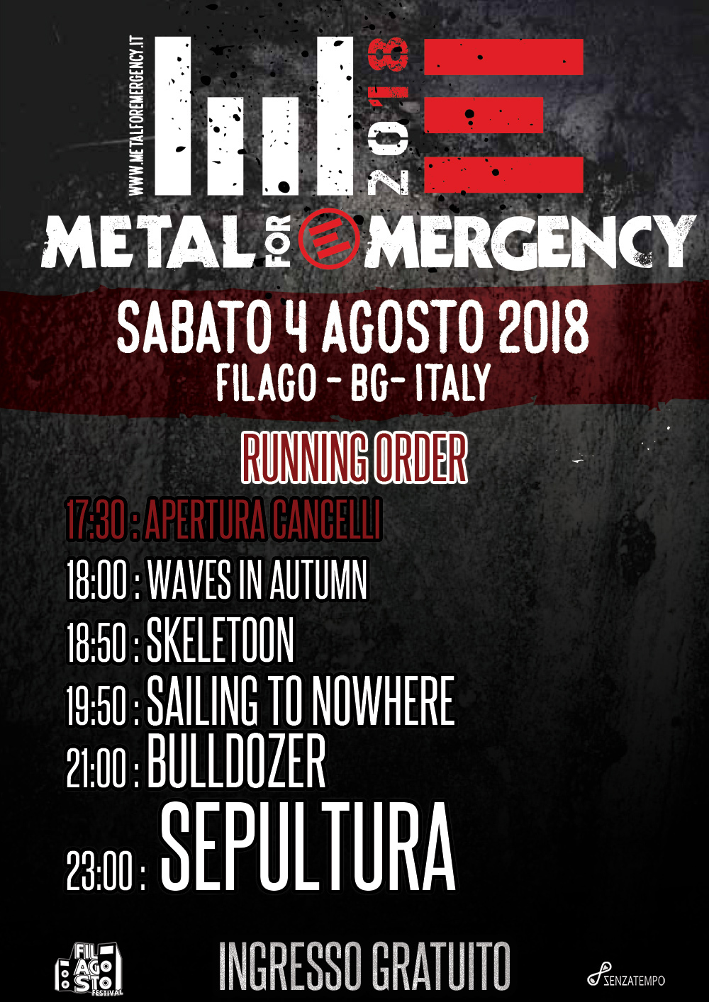 METAL FOR EMERGENCY Running Order