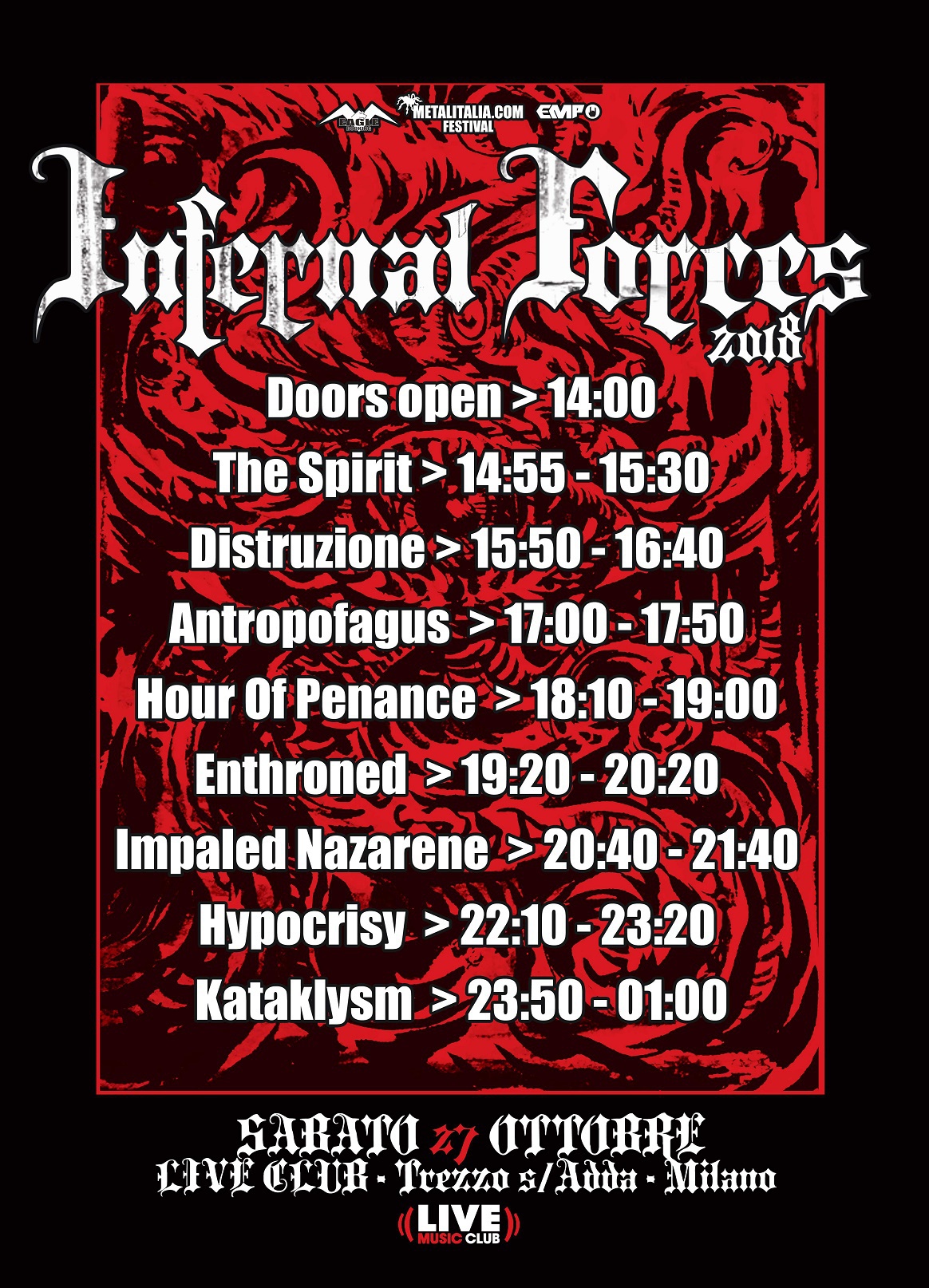 Infernal forces 2018 running order promo web