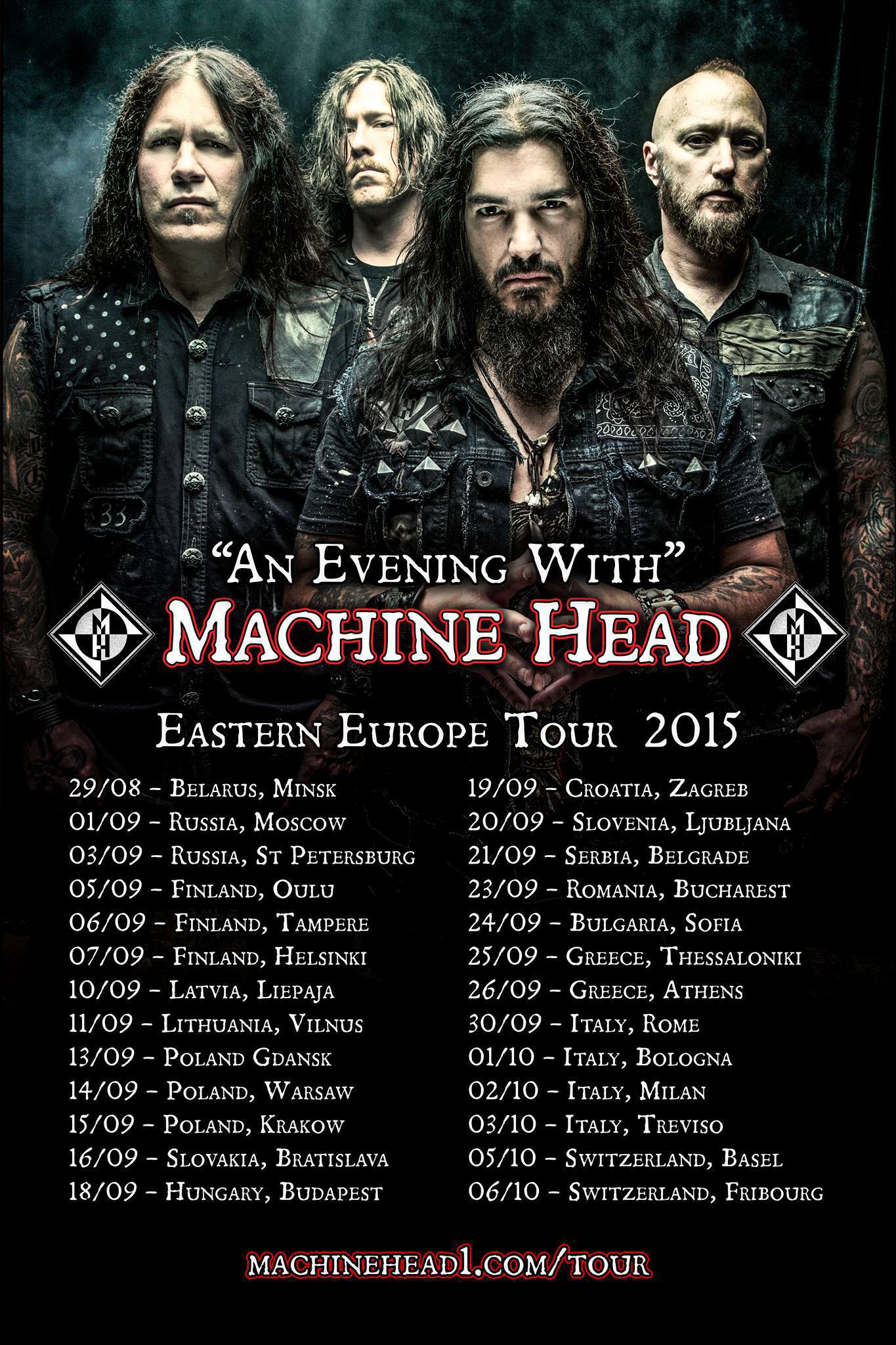 Machine Head An Evening With Europe 2015 tour poster