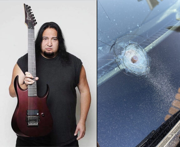 Fear Factory: l’auto di Dino Cazares colpita da un proiettile di grosso calibro