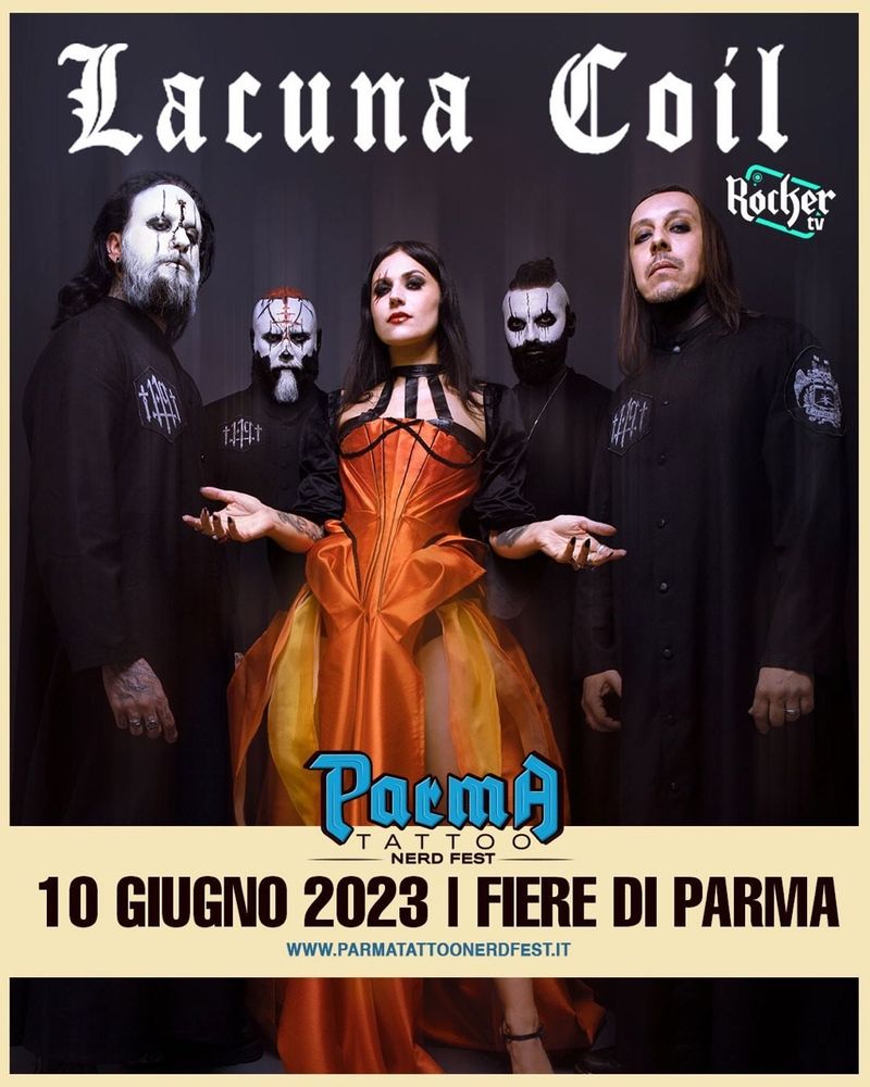 Lacuna Coil locandina Parma Tattoo Nerd Fest 2023