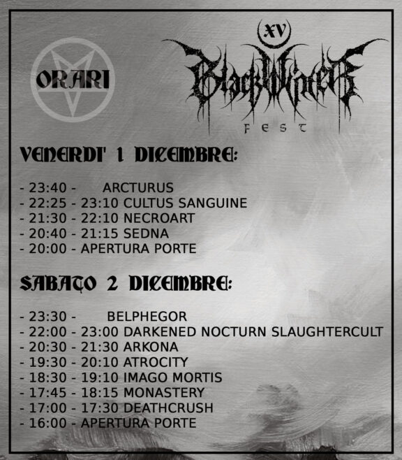 Black Winter Fest: gli orari della quindicesima edizione