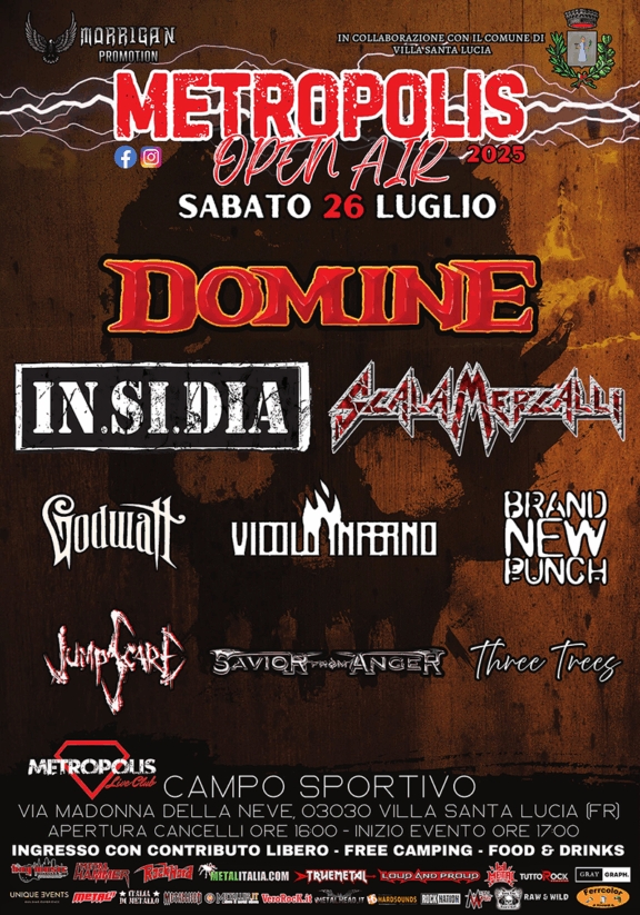 Metropolis Open Air – Metal Fest: il 29 luglio al Campo Sportivo di Villa Santa Lucia (FR)